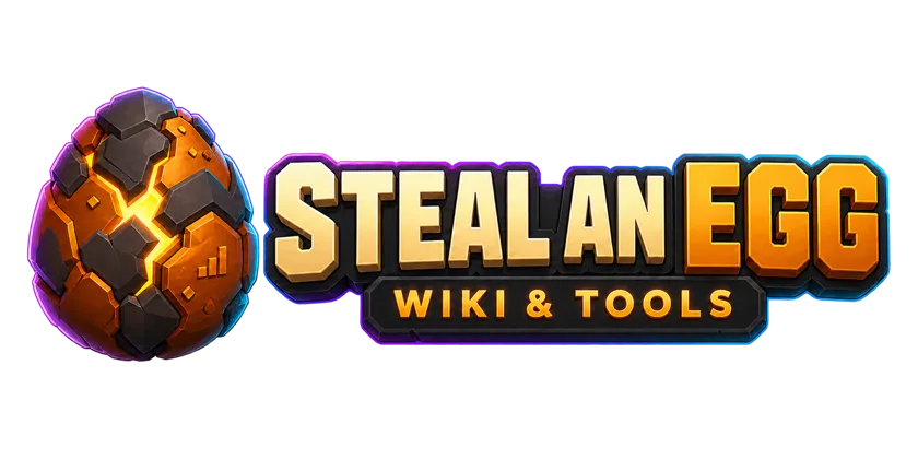 Steal An Egg Wiki & Tools logo with a rare orange-brown cracked egg